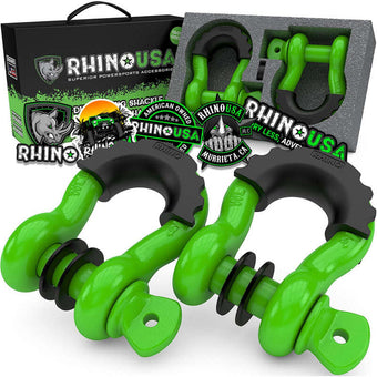 compare product Rhino USA 3/4In D-Ring Shackle Set (2-Pack)(Green)