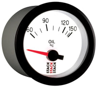 Autometer Stack 52mm 60 - 150 Deg C M10 Male Electric Oil Temp Gauge - White - My Store