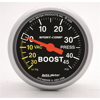 compare product Autometer Sport-Comp 52mm 45 PSI Mechanical Boost Gauge