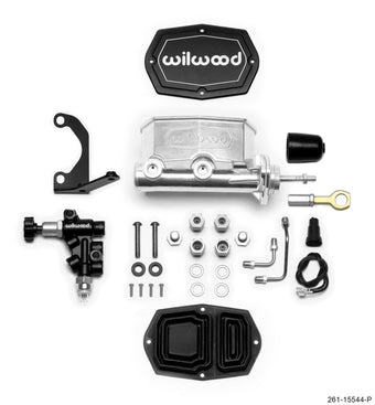 compare product Wilwood Compact Tandem M/C - 1in Bore w/Bracket and Valve fits Mustang (Pushrod) - Ball Burnished