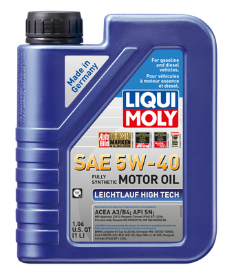 compare product LIQUI MOLY 1L Leichtlauf (Low Friction) High Tech Motor Oil SAE 5W40