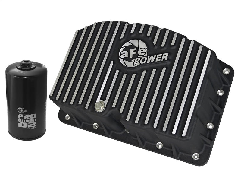 AFE Pro Series Engine Oil Pan Black w/Machined Fins; 11 - 16 Ford Powerstroke V8 - 6.7L (td) - My Store