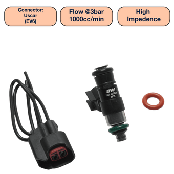 compare product DeatschWerks Universal 1000cc Single Fuel Injector / 34mm Length / 14mm O-Ring Seals