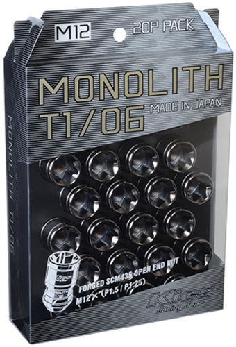 compare product Project Kics 12 x 1.5 Glorious Black T1/06 Monolith Lug Nuts - 20 Pcs