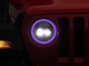 compare product Raxiom 18-22 Jeep Wrangler JL/JT Axial 9-Inch LED Headlights w/RGB Halo- Black Housing (Clear Lens)
