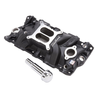 compare product Edelbrock Intake Manifold Perf Eps SBC w/ Oil Fill Tube and Breather Black