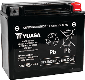 compare product Yuasa YTX20L-BS Maintenance Free AGM 12-Volt Battery w/Bottle