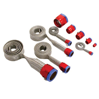compare product Spectre MagnaBraid 304SS Braided Sleeving Kit - Red/Blue End Caps