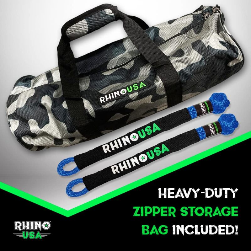 Rhino USA 7/8In X 30Ft Kinetic Rope Recovery Kit W/Soft Shackles (Blue) - My Store