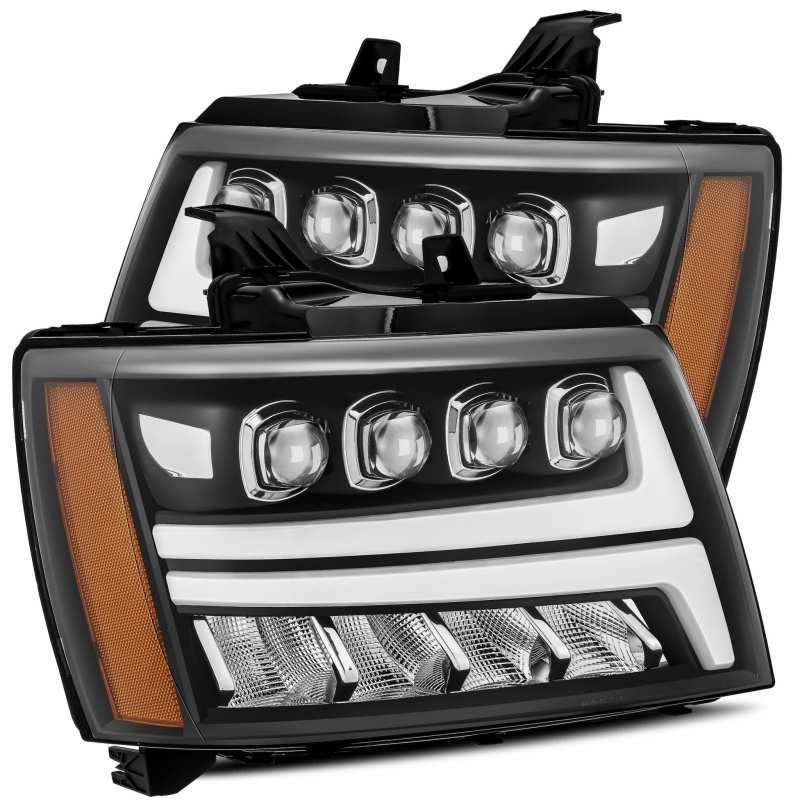 AlphaRex 07 - 13 Chevy Avalanche NOVA LED Proj Headlights Plank Style Matte Black w/Activ Light/DRL - My Store
