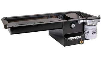 compare product Moroso Dart LS Next Gen 3 Skirted Block Early F-Body Baffled Drain Back Steel Oil Pan - Black