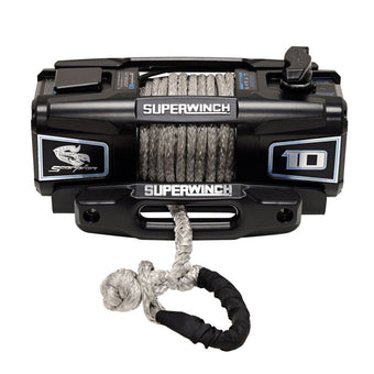compare product Superwinch 10000 LBS 12V DC 3/8in x 54ft Synthetic Rope Scorpion 10000SR Winch - Black Powdercoat