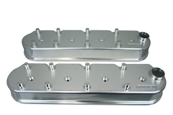 compare product Moroso GM LS Valve Cover - 2.5in - w/Coil Mounts - COPO Breathers on Each Cover - Billet Alum - Pair