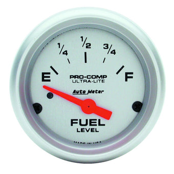 compare product Autometer Ultra-Lite 52mm 0 OHMS Empty/90 OHMS Full Short Sweep Electronic Fuel Level Gauge