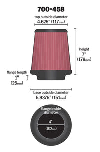 Airaid Universal Air Filter - Cone 4 x 7 x 4 5/8 x 7 w/ Short Flange - My Store