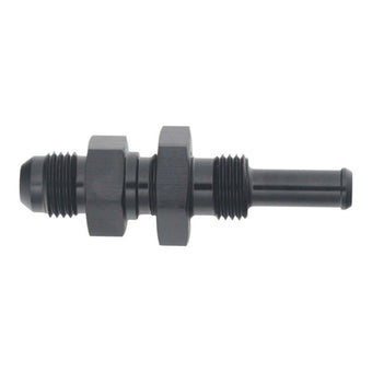 compare product DeatschWerks 6AN Male Flare to Straight 5/16in Single Hose Barb - Anodized Matte Black