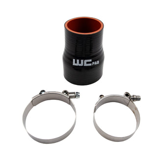 compare product Wehrli 2.375in x 3in ID Straight Reducer 4.5in Long Silicone Boot and Clamp Kit