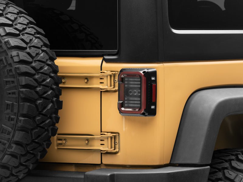 Raxiom 07 - 18 Jeep Wrangler JK Axial Series LED Halo Tail Lights - Black Housing (Dark Smoked Lens) - My Store