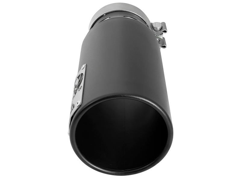 aFe SATURN 4S 4in SS Intercooled Exhaust Tip - Black 4in In x 5in Out x 12in L Bolt - On - My Store