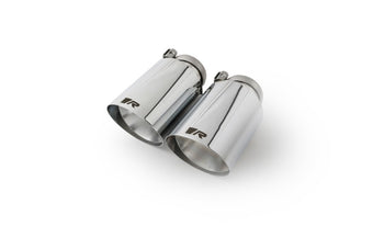 compare product Remus Stainless Steel 102mm Angled Straight Cut Chrome w/Adj Clamp Tail Pipe Set (Pair)