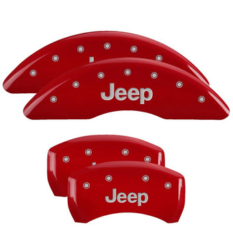 compare product MGP 4 Caliper Covers Engraved Front & Rear JEEP Red finish silver ch