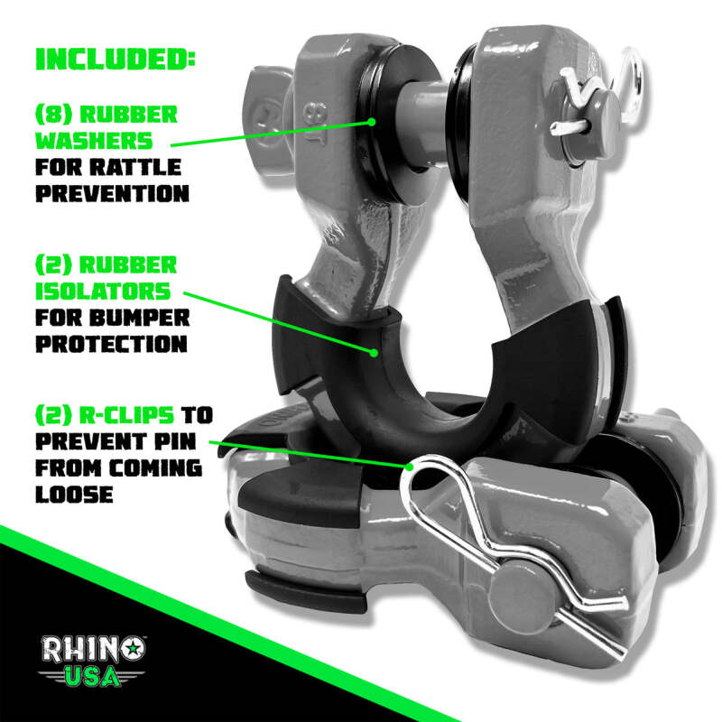 Rhino USA 8T Super Shackle 2 - Pack (Gray) - My Store