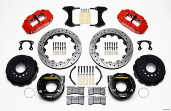 compare product Wilwood Narrow Superlite 4R Rear P-Brk Kit 12.88in Drilled Red Small Ford 2.66in Offset