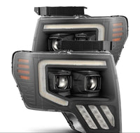 AlphaRex 09 - 14 Ford F - 150 PRO - Series Projector Headlights Plank Style Black w/Activ Light/Seq Signal - My Store