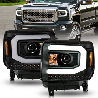 compare product ANZO 2014-2015 GMC Sierra 1500 Projector Headlights w/ Light Bar Black Housing (Halogen Type)