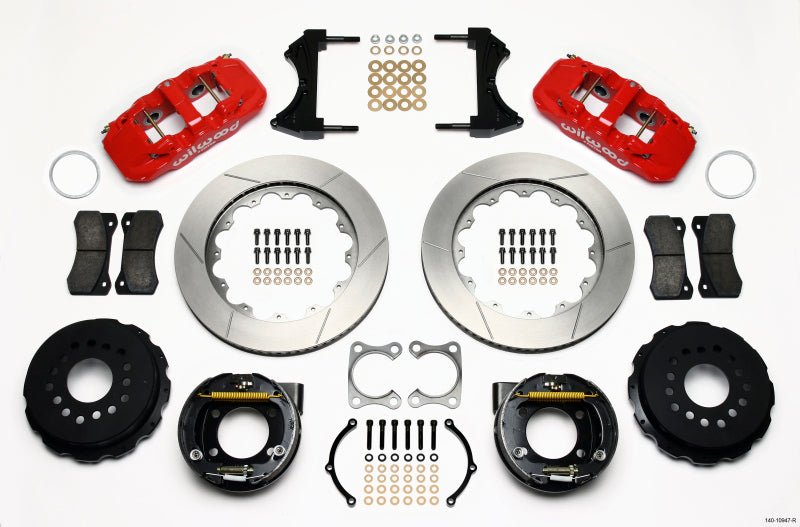 Wilwood AERO4 Rear P - Brake Kit 14.00in Red Big Ford Old Style 2.36in Offset - My Store