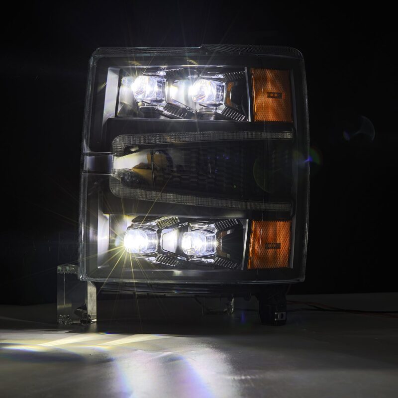 AlphaRex 04 - 15 Chevy 1500HD NOVA - Series LED Proj Headlights Black w/Activ Light/Seq Signal & SB DRL - My Store