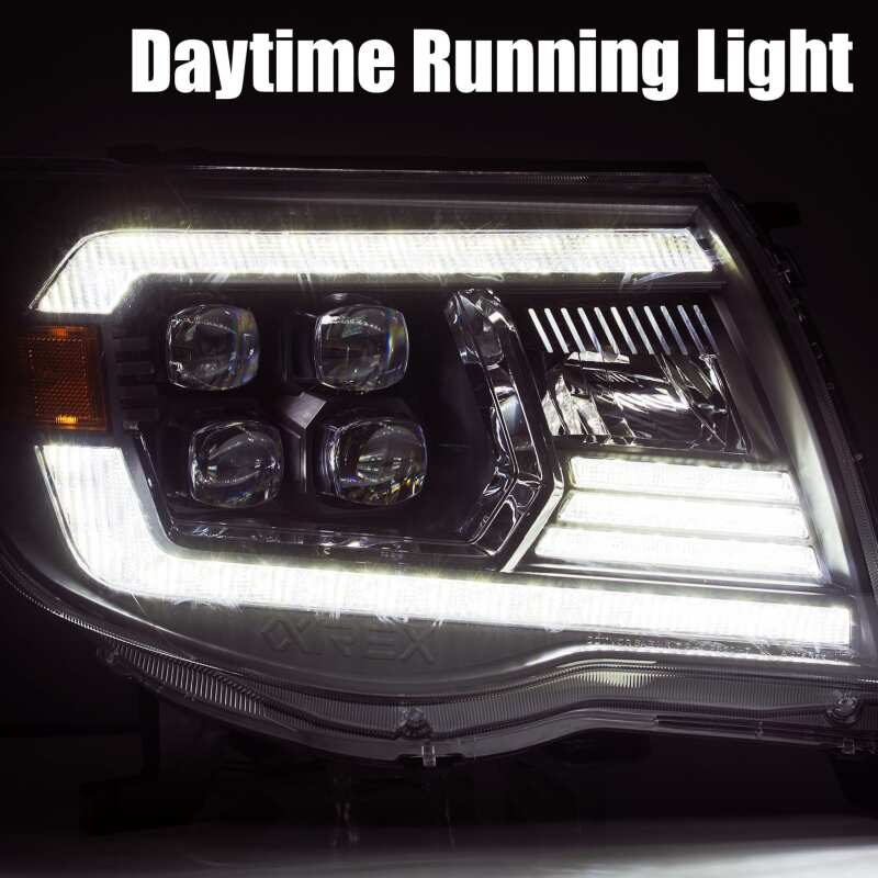 AlphaRex 05 - 11 Toyota Tacoma NOVA LED Projector Headlights Plank Style Alpha Black w/Activ Light/DRL - My Store