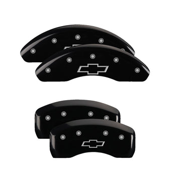 compare product MGP 4 Caliper Covers Engraved Front & Rear Bowtie Black finish silver ch