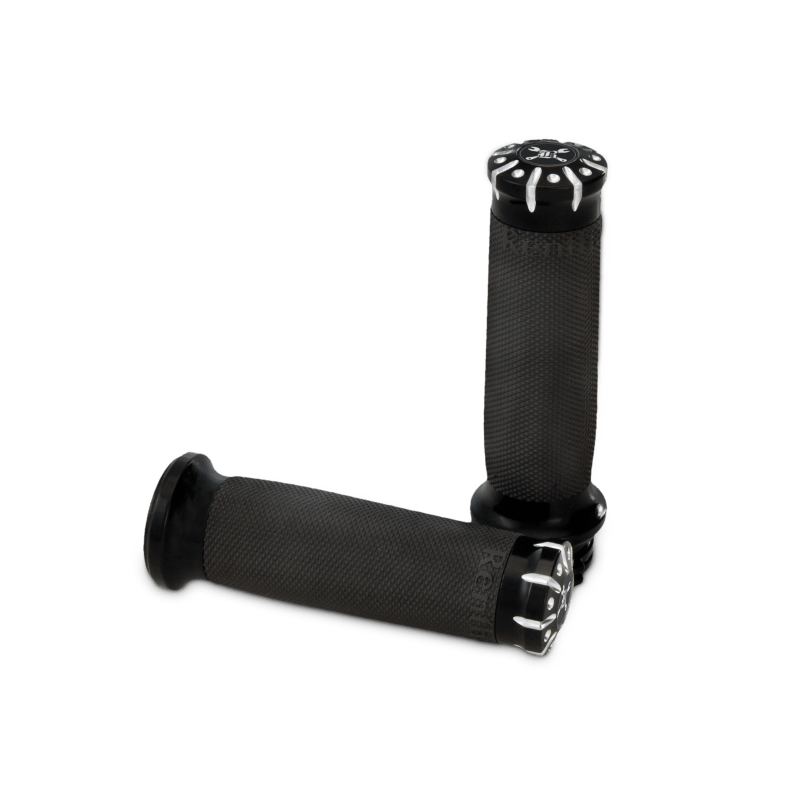 Burly Brand 82 - 17 H - D Dual Cable Set Hawk Billet Handle Grip Set - Black Machined - My Store