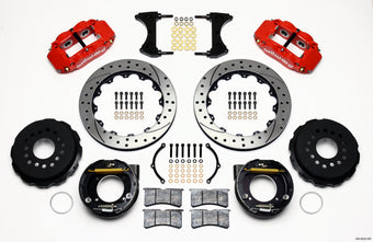 compare product Wilwood Narrow Superlite 4R Rear P-Brk Kit 12.88in Drilled Red Ford 8.8 w/2.5in Offset-5 Lug