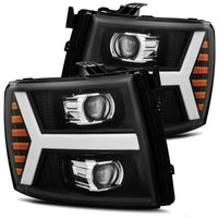 AlphaRex 07 - 13 Chevy 1500HD PRO - Series Proj Headlight Plank Style Matte Blk w/Activ Light/Seq Signal - My Store