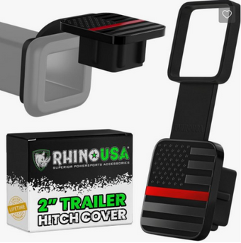 compare product Rhino USA 2In American Flag Hitch Cover - Black & Red