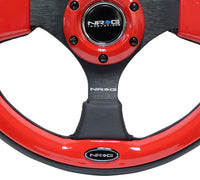 NRG Reinforced Steering Wheel (320mm) Blk w/Red Trim & 5mm 3 - Spoke - My Store