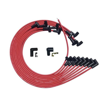 compare product Moroso SBC Under Header 90 Deg Plug HEI Ultra Spark Plug Wire Set - Red