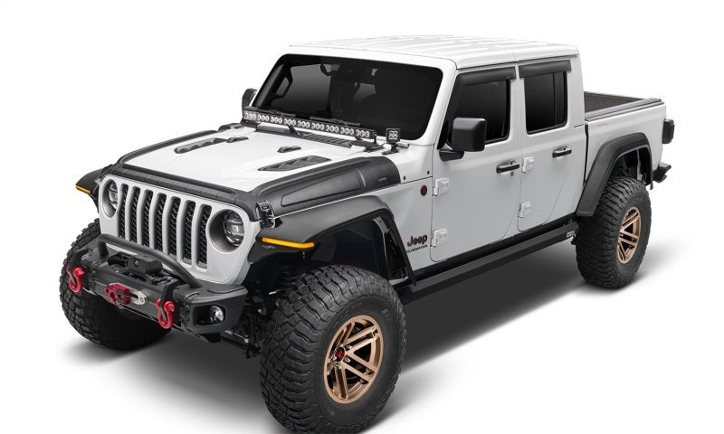Bushwacker 18 - 22 Jeep Wrangler 2/4dr / 20 - 22 Jeep Gladiator Trail Armor Hood Armor (3pc) - Tex. Blk - My Store