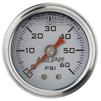 Autometer AutoGage 1.5in Liquid Filled Mechanical 0 - 60 PSI Fuel Pressure Gauge - White - My Store
