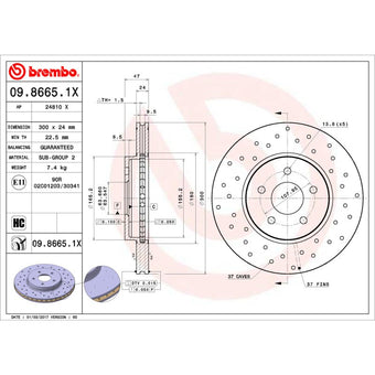 compare product Brembo OE 02-08 Jaguar X-Type Drilled Xtra Brake Disc - Front
