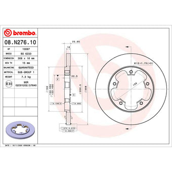 compare product Brembo 2015 Nissan Leaf/15-20 Nissan Rogue Front UV Coated Rotor