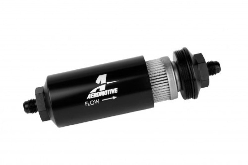 Aeromotive In - Line Filter - (AN - 6 Male) 40 Micron Stainless Mesh Element Bright Dip Black Finish - My Store