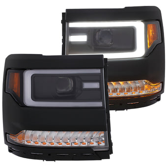 compare product ANZO 16-17 Chevy Silverado 1500 Prjctr. Headlight Plank Styl. w/Amber (Only Work w/HID Equip. Truck)
