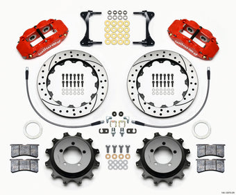 compare product Wilwood Narrow Superlite 4R Rear Kit 12.88in Drilled Red 99-05 WRX / 99-07 Impreza