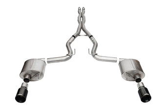 compare product Corsa 24+ Frd Mustang GT- Sport Cat-Back Ex.Sys 3.0in Dual Rear Exit w/4.5in Blk PVD StraightCut Tip