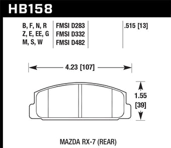 compare product Hawk 03-05 Mazda 6 2.3L i OE Incl. Clips Shims Springs Rear ER-1 Brake Pads