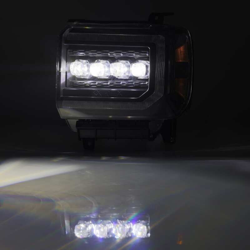 AlphaRex 14 - 18 GMC Sierra NOVA LED Proj Headlights Plank Style Black w/Activ Light/Seq Signal/DRL - My Store