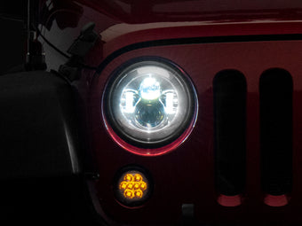 compare product Raxiom 97-18 Jeep Wrangler TJ/JK Axial Series LED Daymaker Headlights- Chrome Housing (Clear Lens)
